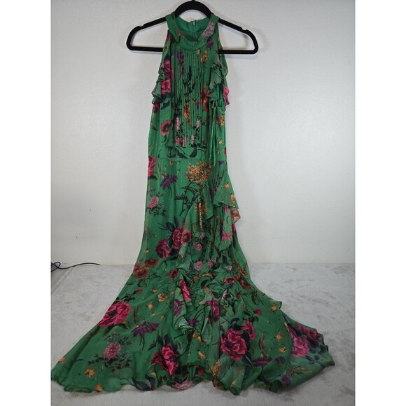 Betsy & Adam Dresses & Skirts - Betsy & adam green ruffle floral maxi dress size 6